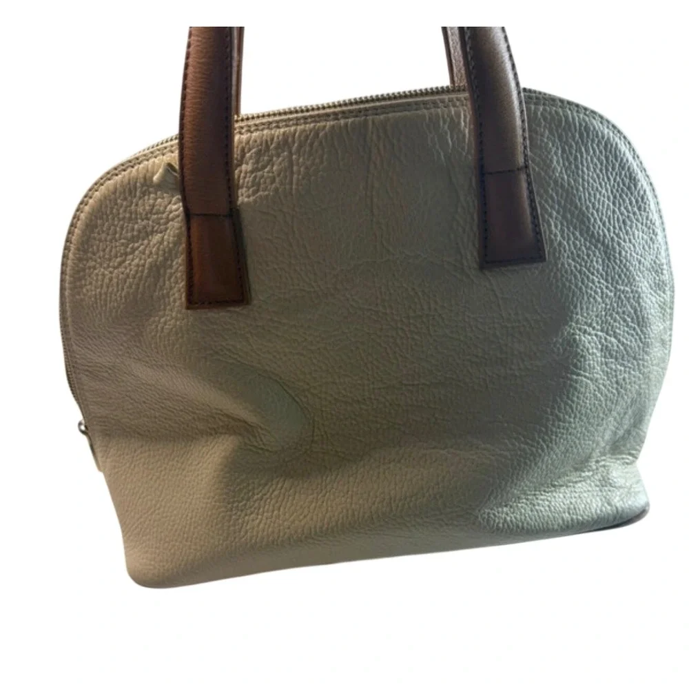 Valentina Italia Cream Pebbled Leather Satchel Bag Made in Italy Project Flawed
